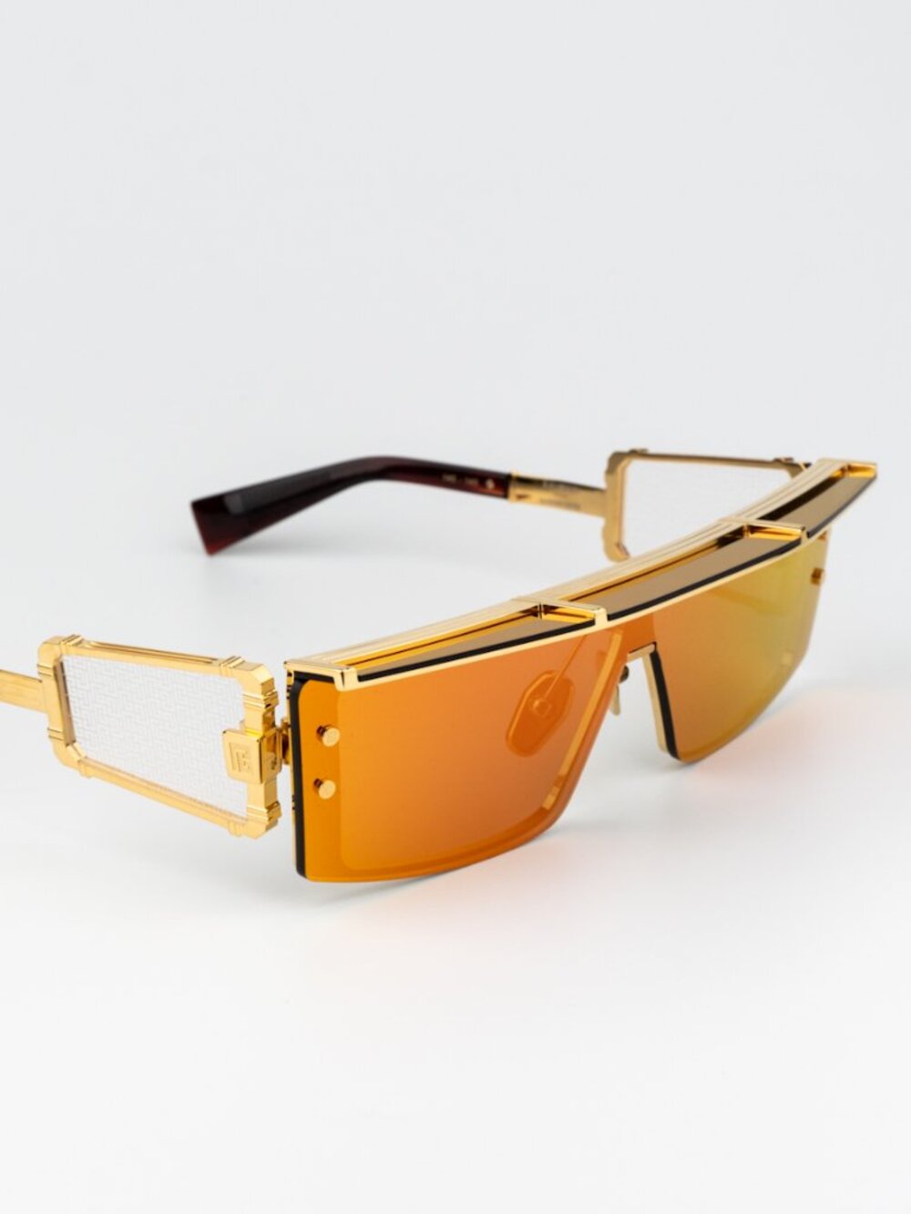 Balmain Men Sunglasses Titanium Gold Red Mirror WONDER BOY - III BPS-127C-145
